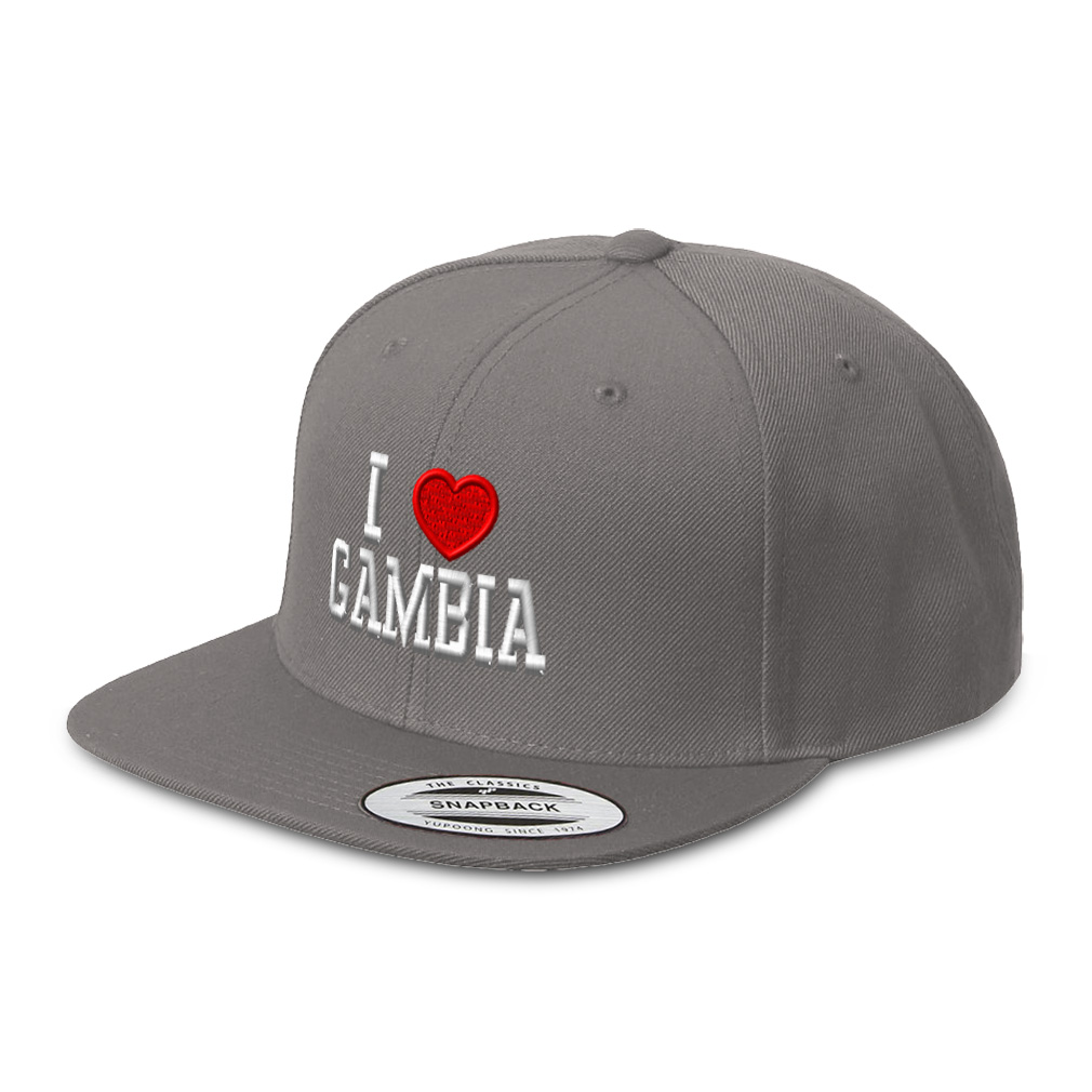 Snapback Hats for Men & Women I Love Gambia Acrylic Flat Bill Baseball Cap - Picture 7 of 12
