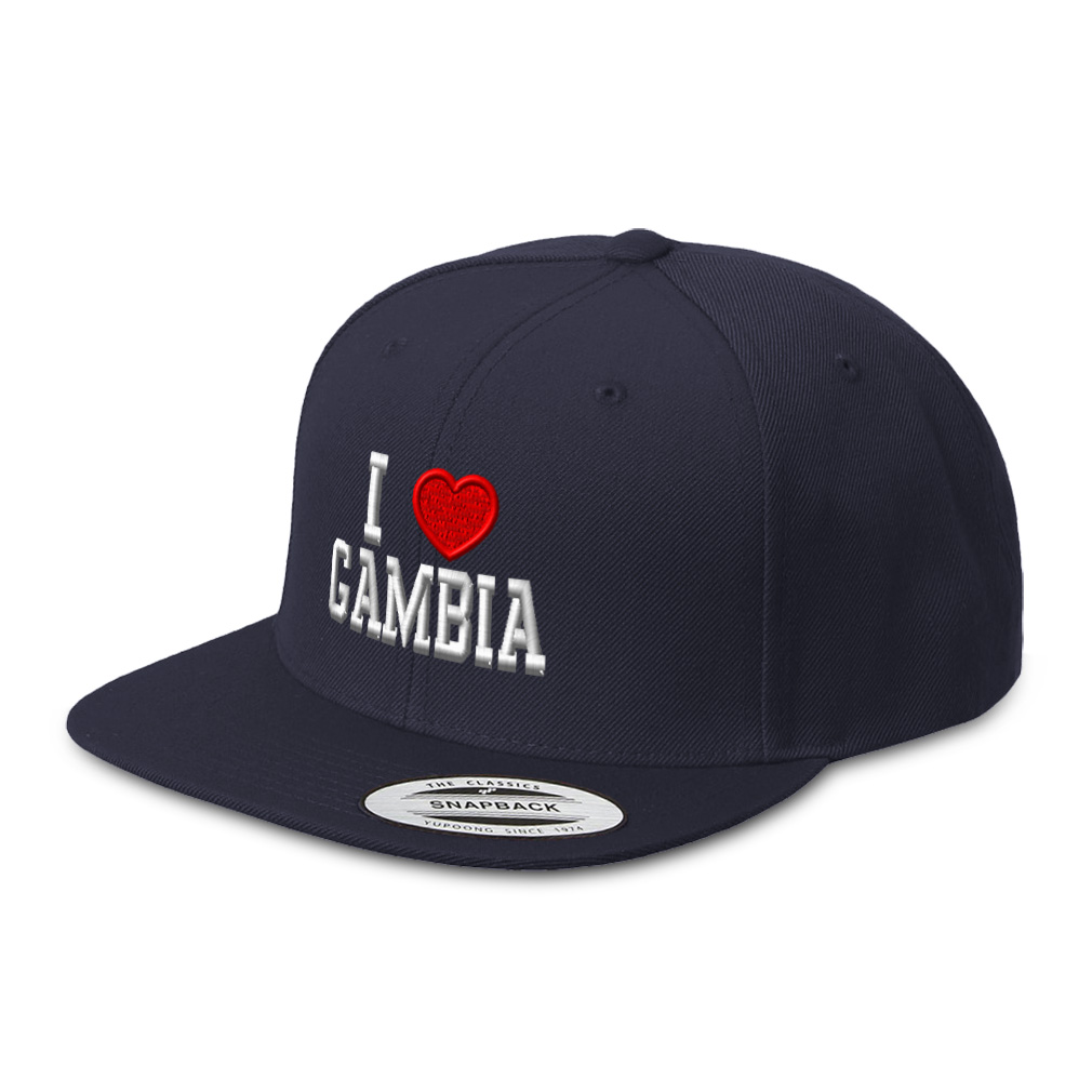 Snapback Hats for Men & Women I Love Gambia Acrylic Flat Bill Baseball Cap - Picture 9 of 12
