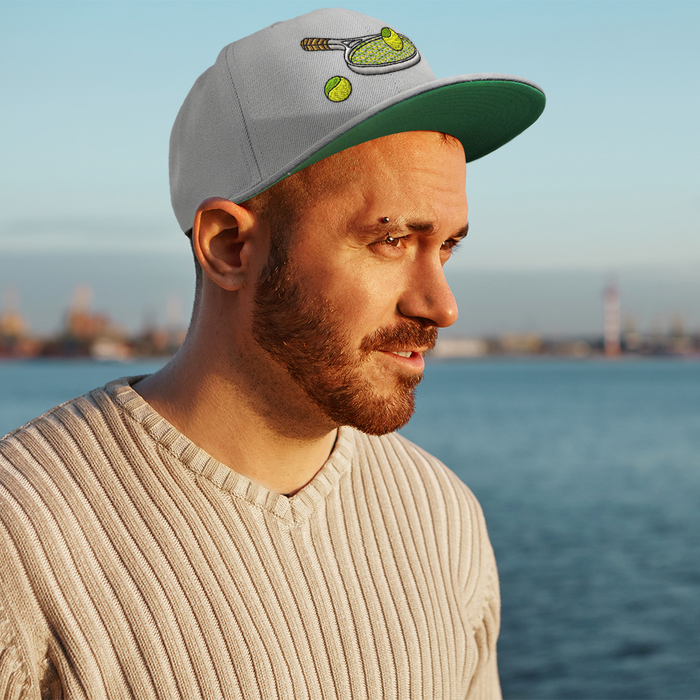 Flat Bill Trucker Hat Tennis Racket Snapback Baseball Cap for Men and Women - Picture 4 of 12